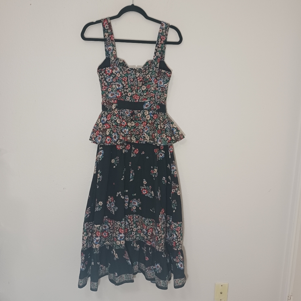 Hunter Bell Lacey Floral Patchwork Ruffle Peplum Midi Dress - Picture 8 of 10
